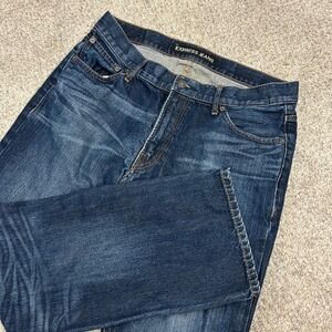 Express Jeans Blake Boot Cut Loose Fit 34x32 (Fits 34X30) Dark Wash Denim Mens